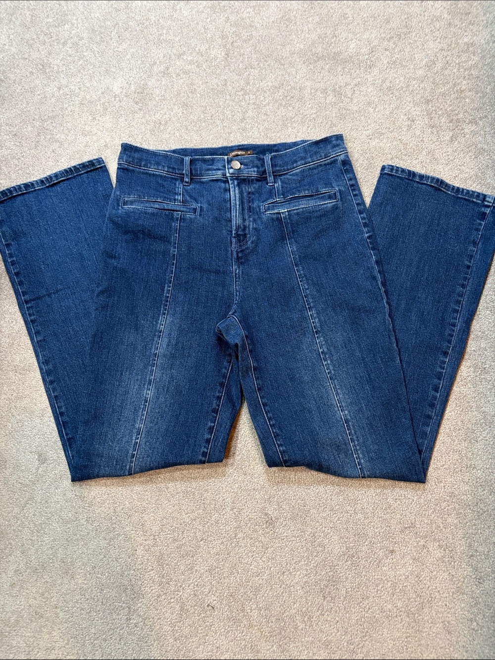 J McLaughlin Emmie High-Rise, Wide Leg Women’s 6 Jeans w/ Welt Pockets- Dk. Blue